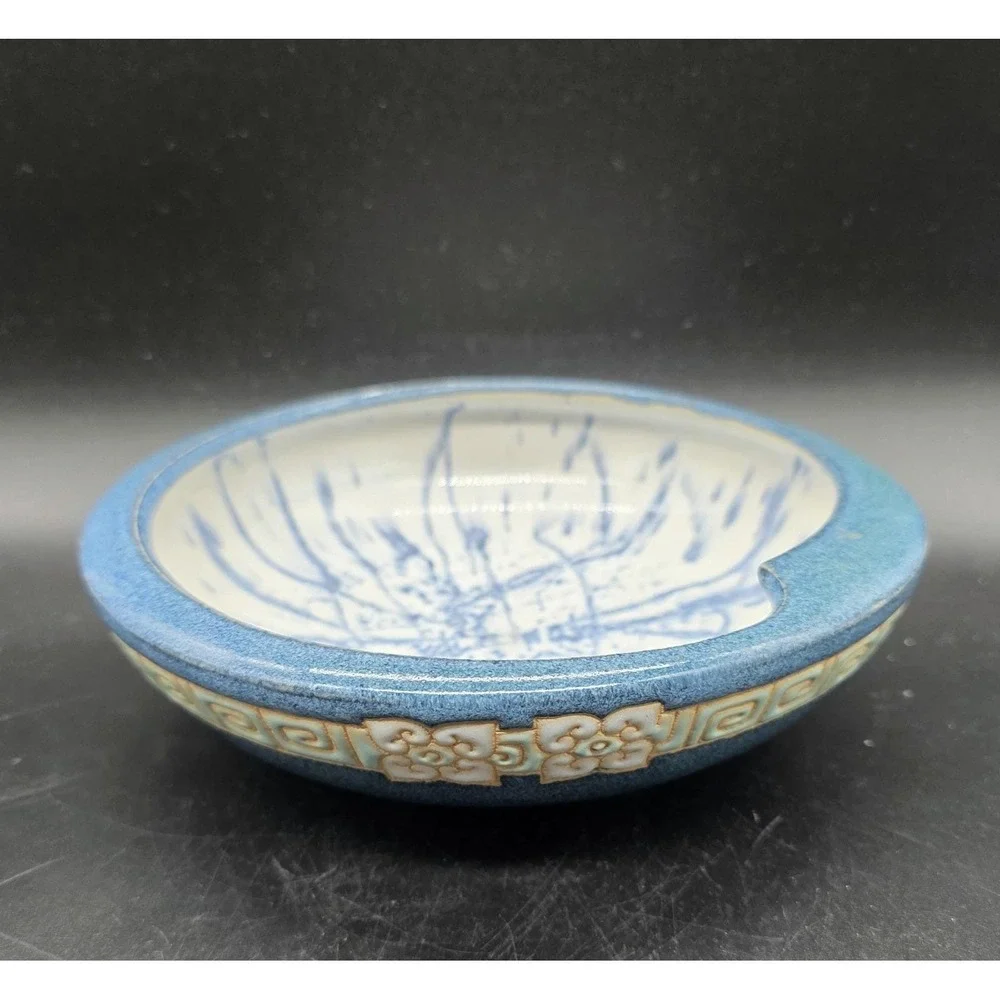 Vintage Art Pottery Geometric Splatter Decorative Bowl 8